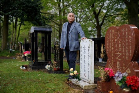 Perry Lee, standing by his father’s grave in Everton cemetery.
