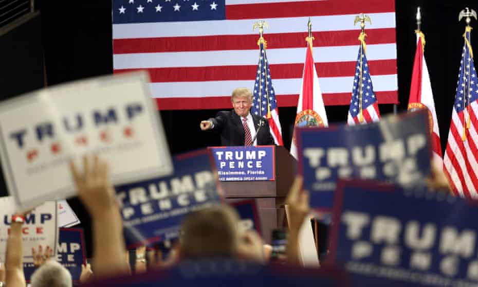 Donald Trump acknowledges supporters during a campaign rally in Kissimmee, Florida, on Thursday.