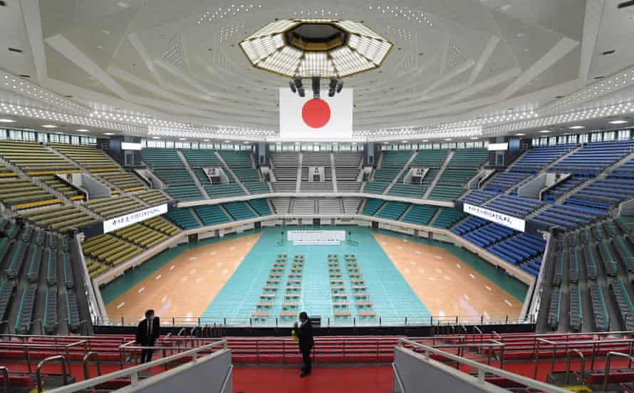 A view of the interior of the Nippon Budokan after its renovation.