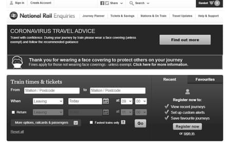 Screengrab of the National Rail website, which has been changed to black and white as a mark of respect after the Duke of Edinburgh’s death