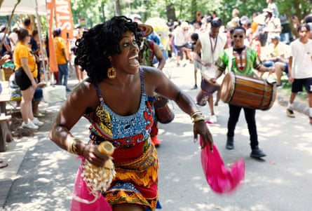 Parties and proclamations: Juneteenth across the diaspora Ni Dembaya African Drum and Dance Ensemble performs in Potomac, Maryland.