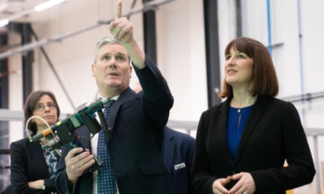 Labour leader Keir Starmer and shadow chancellor Rachel Reeves during a walkabout at UCL’s Queen Elizabeth Olympic Park campus in London