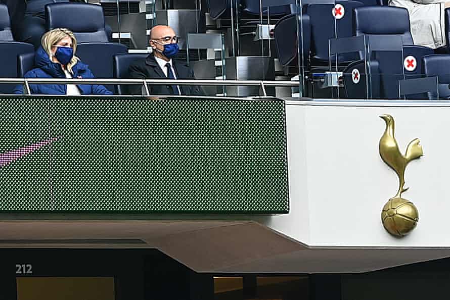Daniel Levy watches the Premier League match between Tottenham and Wolves on Sunday.