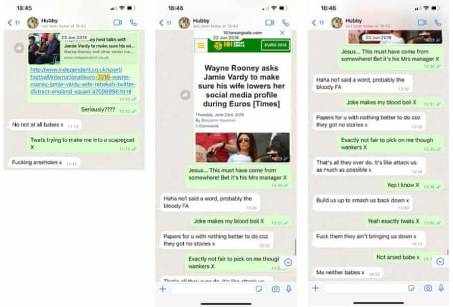 Text messages between Rebekah and Jamie Vardy after reports Wayne Rooney was asked to tell Jamie Vardy his wife needed to reduce her media presence. These were among documents released following the end of the libel trial