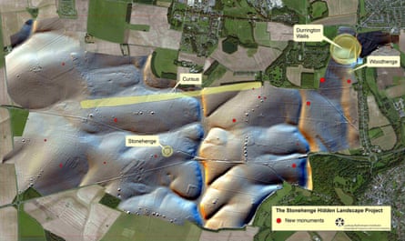 The location of newly discovered monuments around Stonehenge.