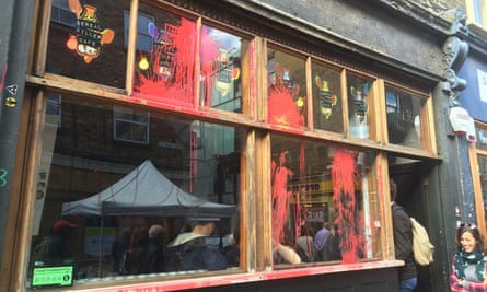 Paint was thrown on the front of the Cereal Killer cafe