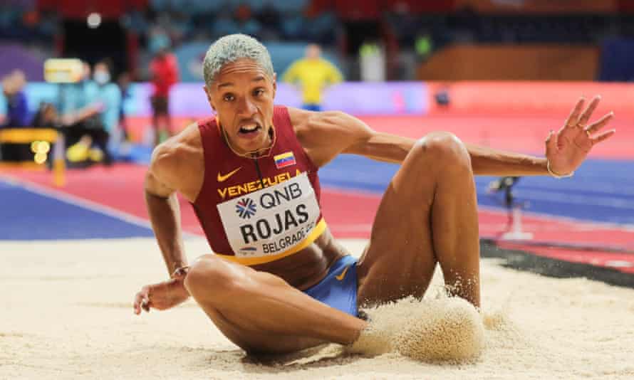 Yulimar Rojas of Venezuela competes during the women's triple jump final in the the World Athletics Indoor Championships.