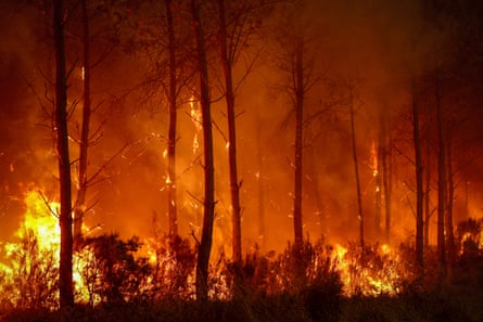 Fire rages in Saint-Jean-d’Illac, some 30km from Bordeaux.