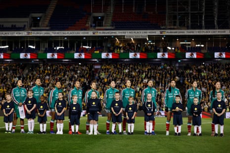 Mexico line up for the national anthem