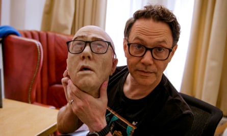 Reece Shearsmith with his own head prop used in the Halloween special.