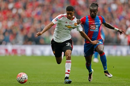 Pape Souaré challenges a young Marcus Rashford in the 2016 final.