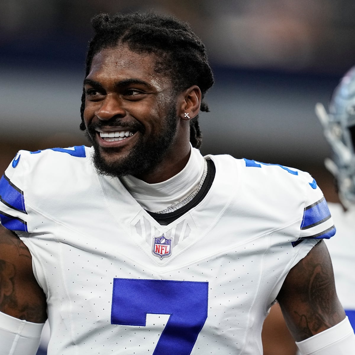 Trevon Diggs, a cornerback for the Dallas Cowboys, had to use crutches