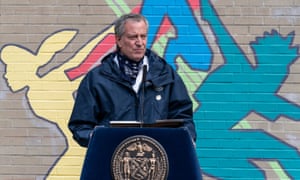 New York Mayor Bill de Blasio briefs media on the Covid-19 pandemic in the city at P.S. 1, New York, New York, United States, 7 Apr 2020.