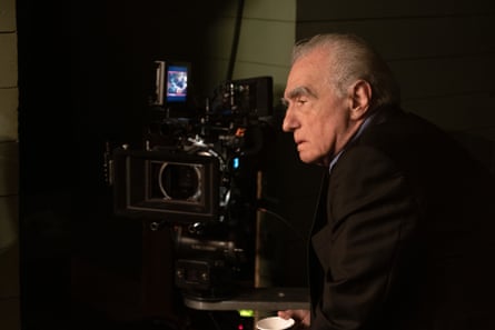 Martin Scorsese looks into a camera.