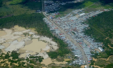 Illegal mining settlements along the interoceanic highway which connects Peru’s Pacific ports to Brazil.