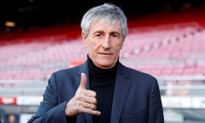 Quique Setien unveiled as FC Barcelona new coach<br>Soccer Football - Quique Setien unveiled as FC Barcelona new coach - Camp Nou, Barcelona, Spain - January 14, 2020   New FC Barcelona coach Quique Setien poses for a photograph after the press conference   REUTERS/Albert Gea