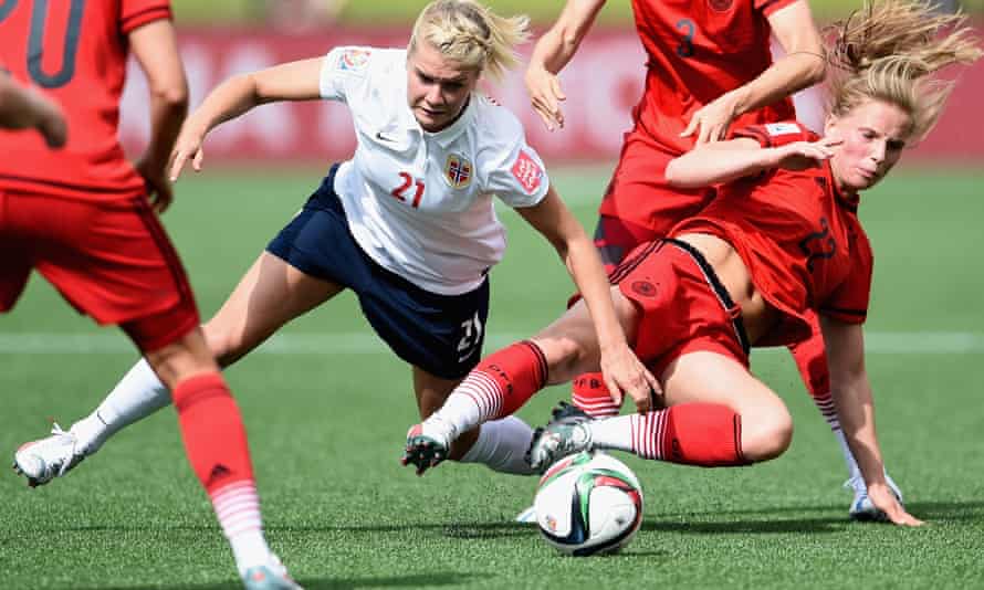 Hegerberg in World Cup action for Norway in 2015. She has now quit the national team