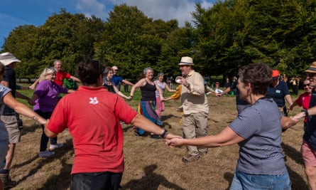 A traditional Cornish jig helps to trample in the seed.
