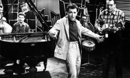 Charles Aznavour in a scene from the movie Paris Music Hall in 1957.
