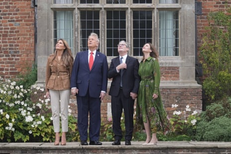 Keir Starmer and his wife Victoria Starmer, with Donald Trump and Melania Trump, watching the Red Devils display.