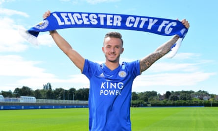 James Maddison is unveiled at Leicester City’s training ground after completing his move from Norwich.