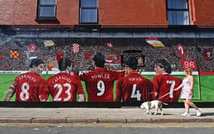 Steven Gerrard, Jamie Carragher, Robbie Fowler, Virgil van Dijk and Kenny Dalglish, Anfield, Liverpool.