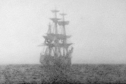 A silhouette of an old ship in sugar