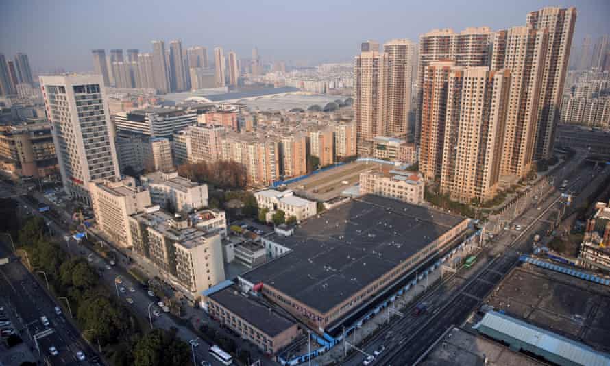 The Huanan Wholesale Seafood Market, where the first cluster of cases of Covid emerged, in Wuhan, China