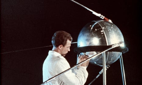 Soviet technician working on Sputnik 1, 1957.