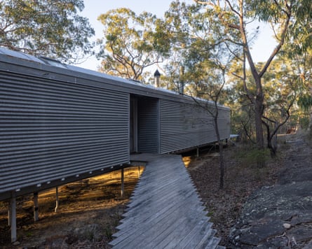 Side view of the house built on 10 hectares of forest north-west of Sydney.