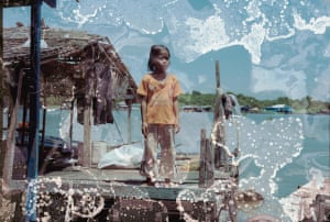 Sreang’s daughter Mara, nine, on a platform on Tonlé Sap lake