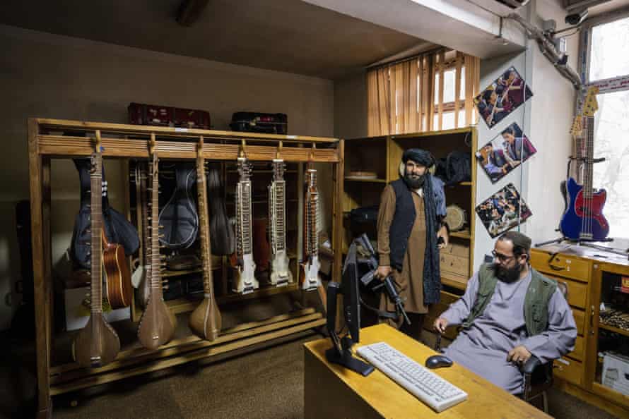 Fighters from the Haqqani network at the Afghanistan National Institute of Music last October.