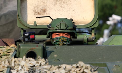 Taiwanese soldiers take part in a military training exercise