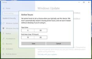 Windows 10’s ‘Active hours’ functionality.