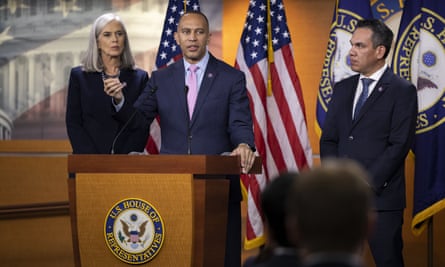 Hakeem Jeffries holds a press conference alongside other newly elected member of House Democratic leadership in November.