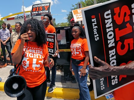A Fight for $15 minimum wage protest in Fort Lauderdale last year.