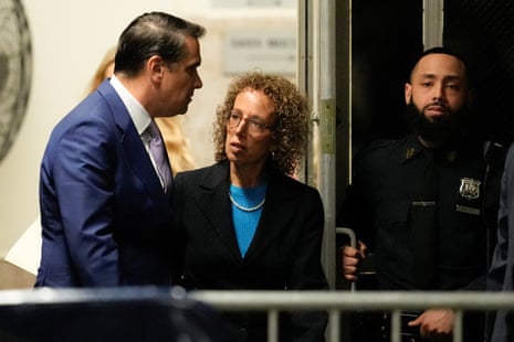 Former US president Donald Trump’s defense attorneys Todd Blanche and Susan Necheles return to the courtroom after a break at Manhattan criminal court, New York City, New York, U.S. April 16, 2024.