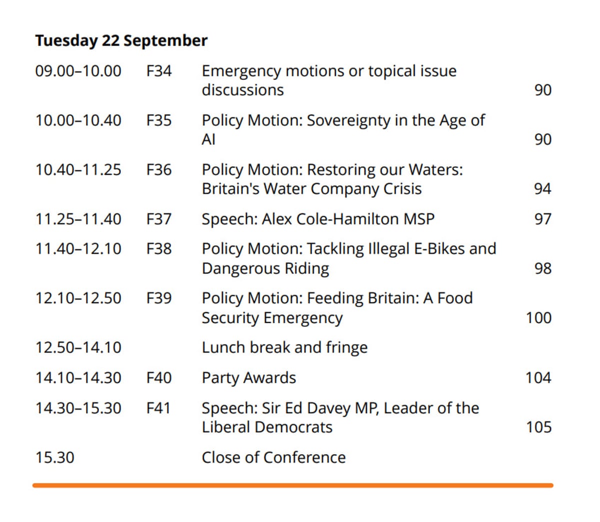 Lib Dem conference agenda