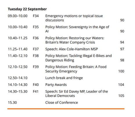 Lib Dem conference agenda