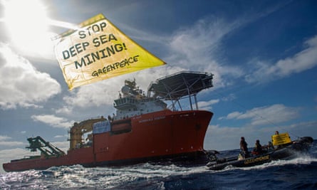 Greenpeace International activists protest against deep sea mining company Global Sea Mineral Resources