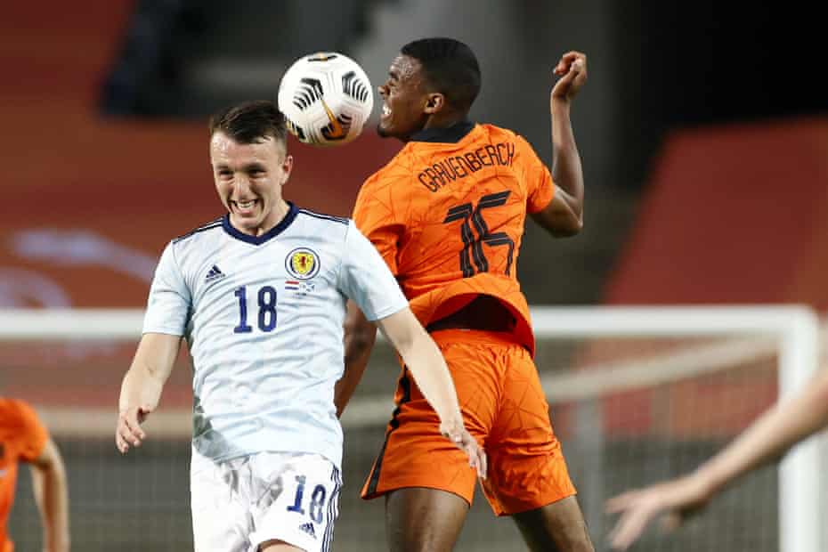David Turnbull playing for Scotland against the Netherlands.