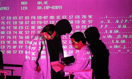 Computer software engineers at the Symantec Corporation’s Anti-Virus Research Center in Santa Monica, California, 1997.