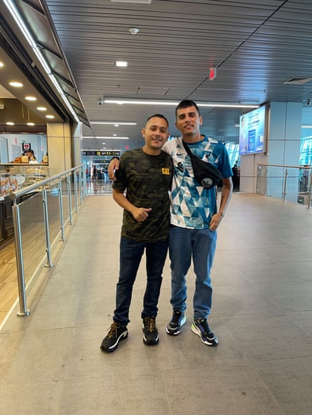 Jose Antonio Potes and his friend Manuel Castrillón on their way back to Colombia. The pair say they saw countless other foreigners caught up in the gang crackdown, including Hondurans, Guatemalans and North Americans.