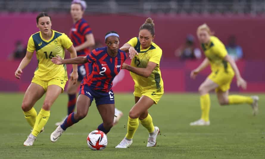 Crystal Dunn in action for the US against Australia at the Tokyo Olympics in 2021.