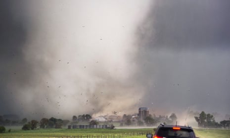 Up in the air: a tornado rips through Tipton, Kansas in 2019.