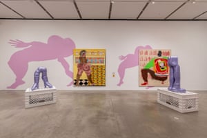 Installation view of Tschabalala Self: Out of Body, Institute of Contemporary Art/Boston, 2020