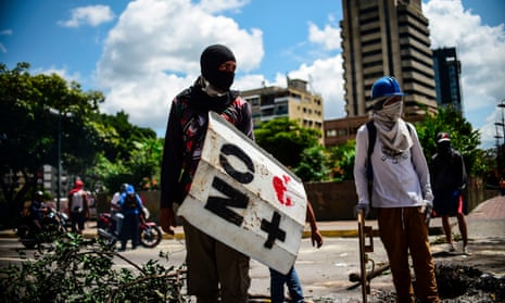 Anti-government activists demonstrate against Venezuelan president Nicolás Maduro on 8 August. 