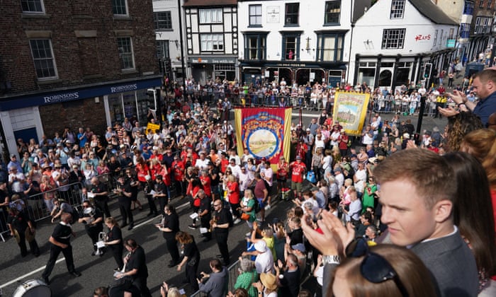 Ben Wallace rules out standing to replace Boris Johnson as Tory MPs take sides – UK politics live | Politics 2 People look on as brass bands come together in procession to march, with colliery banners through Durham to the County Hotel during the Durham Miners' Gala 2022.