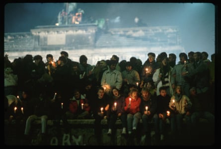 Ode to freedom … New Year’s Eve, 1989, at the Berlin Wall just after the fall of communism in East Germany.