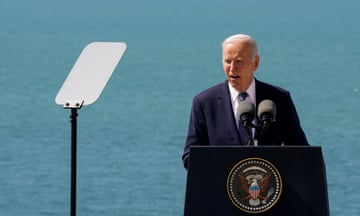 US president Joe Biden delivers remarks following the 80th anniversary of the D-Day landings in Normandy, France, on 7 June.